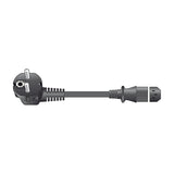 Mercury EU Schuko plug to IEC C13 mains lead in black with moulded connectors and strain relief, shown on a plain white background.