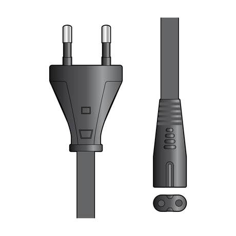 Mercury EU 2-pin to Figure-8 power cable by AVSL, showing the black CEE 7/16 plug and C7 connector end on a plain white background.