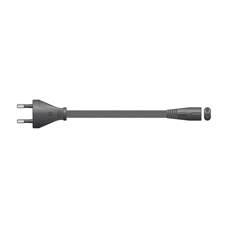 Mercury EU 2-pin to figure-8 C7 mains power cable in black with 1.5m flexible PVC sheath, shown on a plain white background.