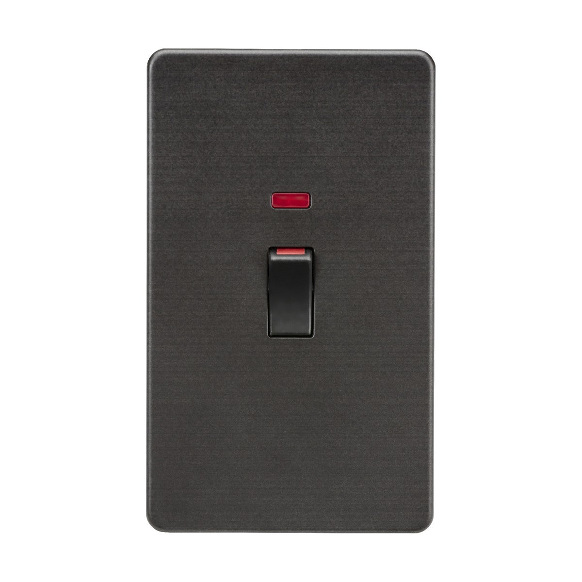 A 45A DP switch with a neon indicator, in smoked bronze and black, on a plain background, featuring a small red light above the switch.