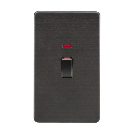 A 45A DP switch with a neon indicator, in smoked bronze and black, on a plain background, featuring a small red light above the switch.