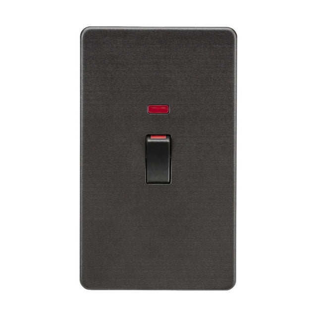 A 45A DP switch with a neon indicator, in smoked bronze and black, on a plain background, featuring a small red light above the switch.