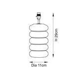 Line drawing of the Cliffstead ceramic table lamp base showing a ribbed column shape with brass switched holder, labelled H 29cm and Dia 11cm.