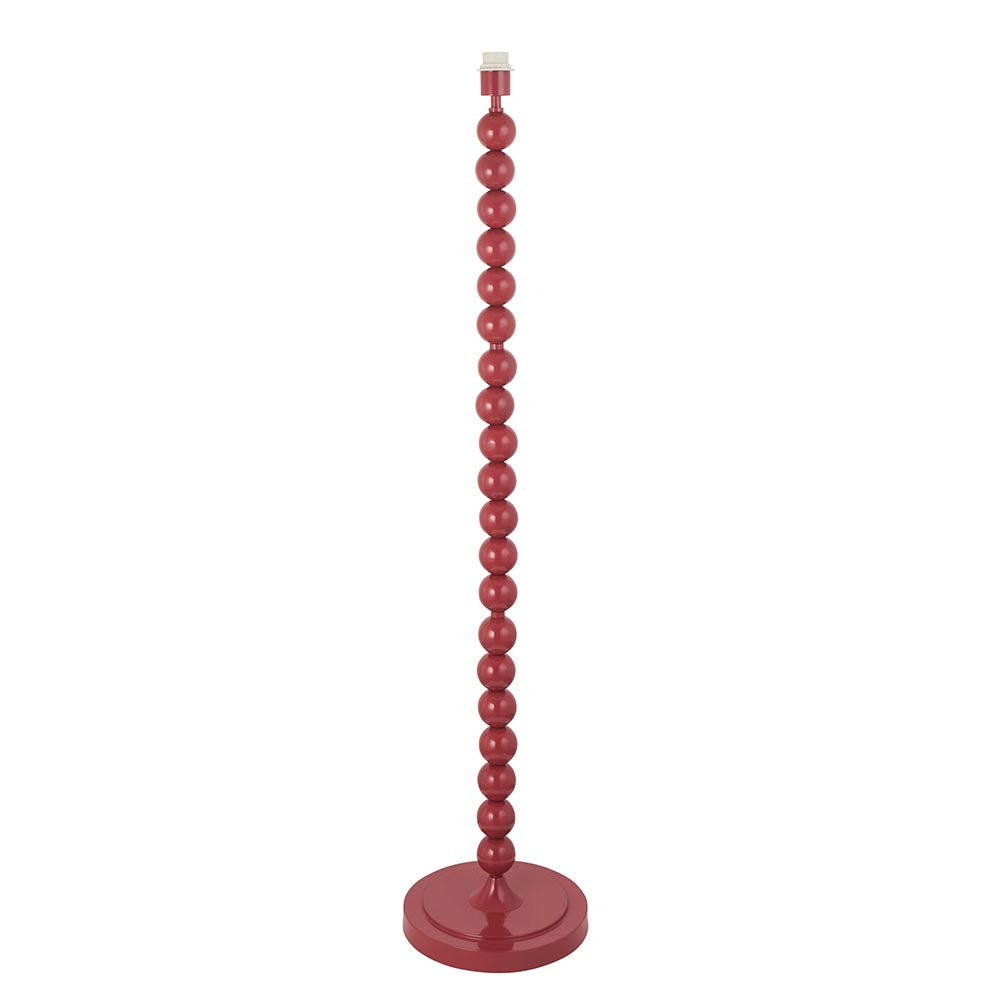 Endon Brenleigh floor lamp base in glossy pink, formed from stacked metal spheres on a round base with E27 fitting, shown on a plain white background.