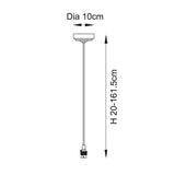Endon Brackmont Flex Set dimensions diagram showing a B22 pendant fitting with 20-161.5cm adjustable braided cable and 10cm diameter ceiling rose.