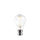 Endon 7W B22 LED filament GLS bulb in warm white with clear glass and visible filaments, bayonet cap, shown on a plain white background.