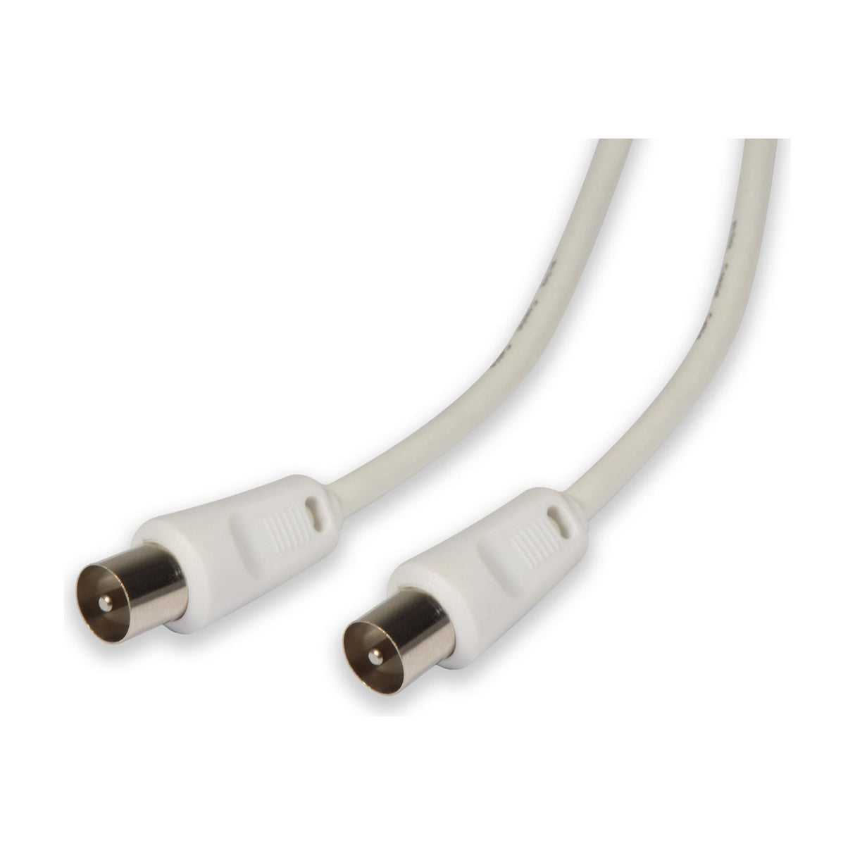 AV:Link 10m coaxial aerial lead by AVSL with two white male plug connectors and metal tips, shown on a plain white background.