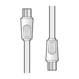 AV:Link 2.0m coaxial plug-to-socket extension lead with white moulded connectors on a plain white background.