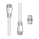AV:Link coaxial F-type plug to plug 5m lead kit showing both screw-on connector ends and an F-type coupler on a plain white background.