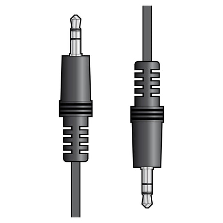 Illustration of two black AV:Link 3.5mm stereo plug connectors, one vertical and one horizontal, set against a white background.