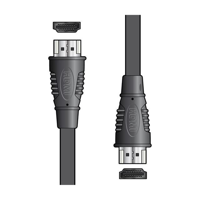 AV:Link high speed HDMI lead with Ethernet, showing two black plug-to-plug connectors with nickel plated ends and HDMI port views on a white background.