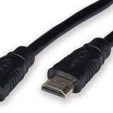 Close-up of AV:Link 1.5m High Speed HDMI lead by AVSL, showing two black moulded plug ends with nickel plated connectors on a white background.