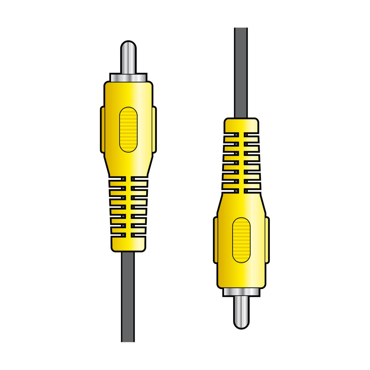 AV:Link 10m RCA phono plug to RCA phono plug screened audio lead with yellow connectors and grey cable, shown on a plain white background.