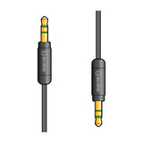 AV:Link Precision 3.5mm stereo aux lead with two gold-plated jack plugs and slimline black metal connector housings on a plain white background.