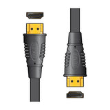 AV:Link 4K HDMI lead with two gold-plated full-size HDMI plugs and black flat cable, shown with connector pin detail on a plain white background.