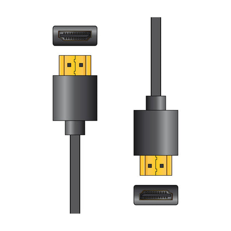 AV:Link Thin-Wire 4K HDMI Lead 3.0m with two low profile gold plated connectors and matching port views on a plain white background.