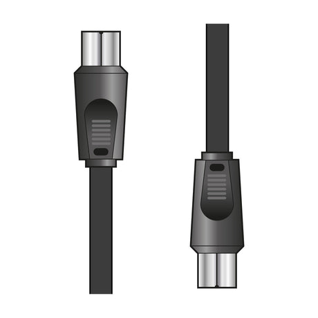 AV:Link RG6 75 Ohm 2.0m coaxial lead with nickel plated plug to plug connectors and black PVC sheath, shown on a plain white background.