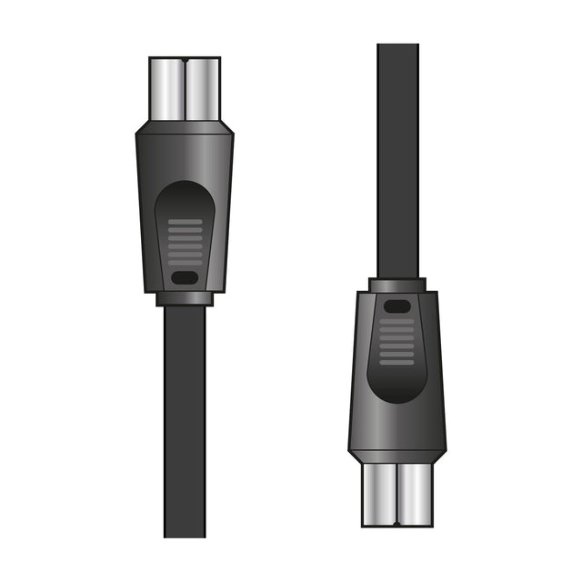 AV:Link RG6 75 Ohm coaxial lead with nickel plated plug to plug connectors on black cable, shown on a plain white background.