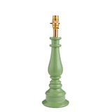 Endon Carlworth table lamp base in gloss green resin with turned spindle shape and brass B22 lamp holder, on a plain white background.