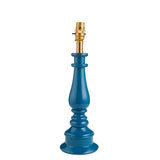 Endon Carlworth table lamp base in gloss Marlin Blue turned spindle resin with brass B22 lamp holder, shown on a plain white background.