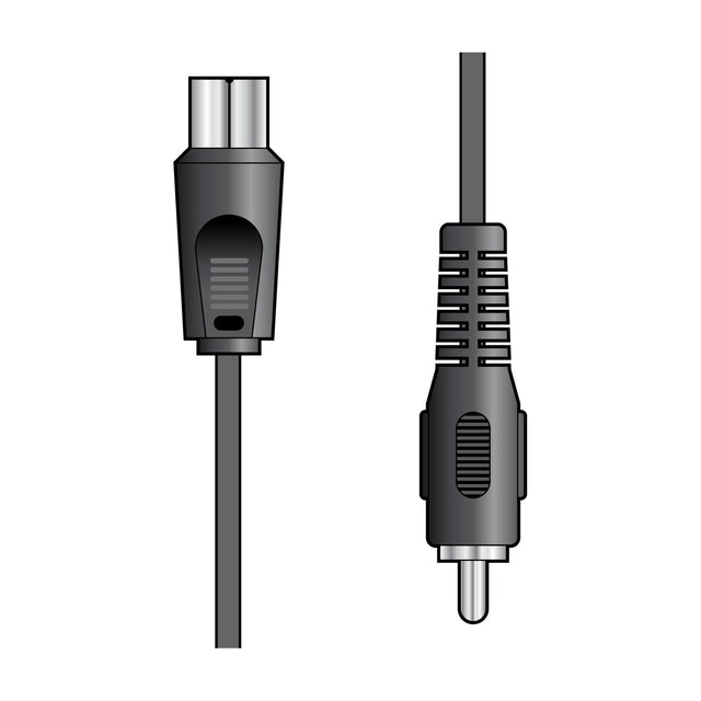 AV:Link 2.0m games console lead with moulded coaxial plug on one end and RCA phono plug on the other, shown on a plain white background.