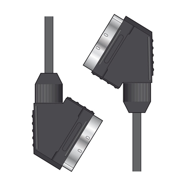 AV:Link 1.5m male to male Scart lead by AVSL with two black connectors and nickel plated contacts, shown on a plain white background.