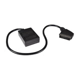 AV:Link 2-way SCART splitter with black housing, dual female SCART input sockets, manual rocker switch and 50cm lead to a male SCART plug.
