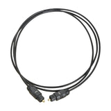 AV:Link Toslink to Toslink fibre optic lead, 2.5m black cable coiled with gold-plated connectors at both ends, on a plain white background.