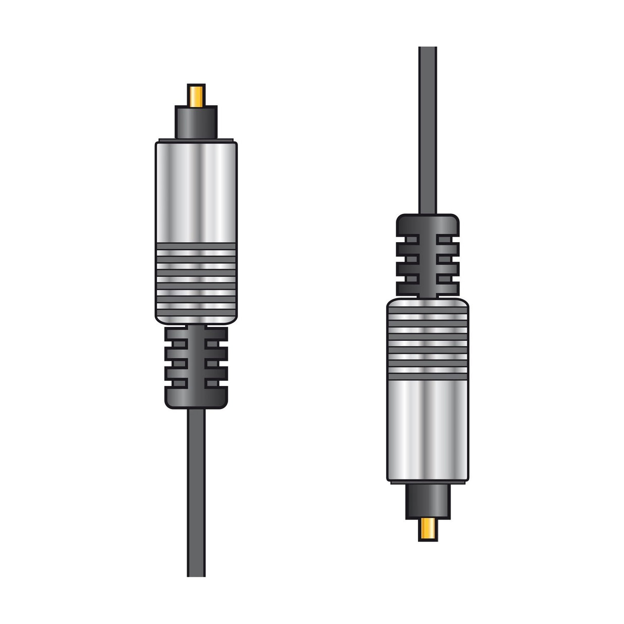 AV:Link fibre optic TOSlink digital audio lead with nickel plated connectors and gold plated tips on black cable, shown on a plain white background.
