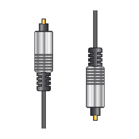 AV:Link fibre optic TOSlink digital audio lead with nickel plated connectors and gold plated tips on black cable, shown on a plain white background.
