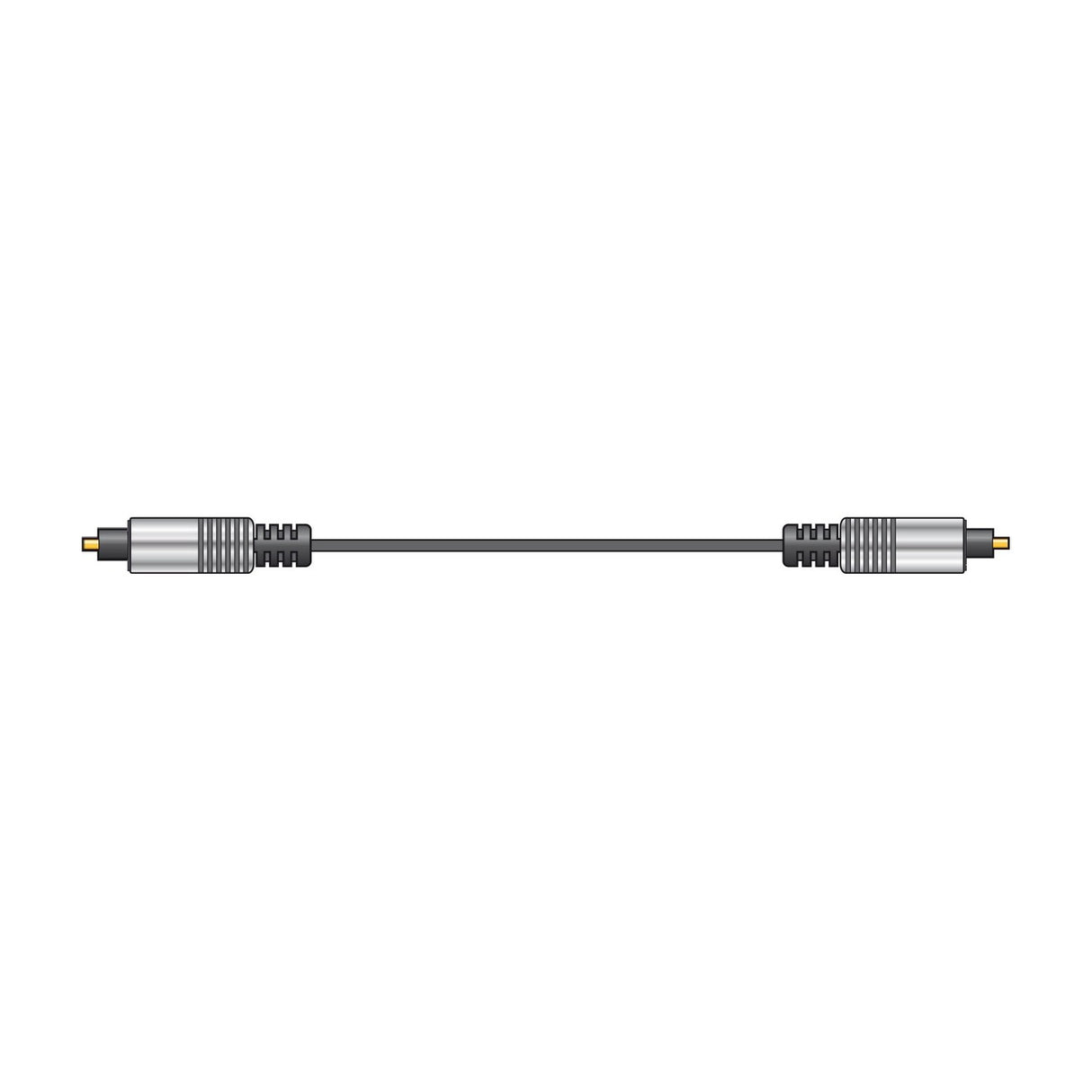AV:Link fibre optic TOSlink 5.0m optical audio lead with nickel plated head shells, gold plated tips and flexible black PVC cable on a white background.