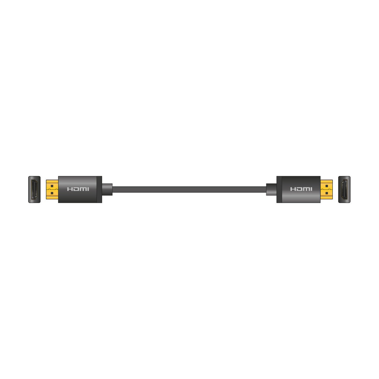 AV:Link 4K HDMI lead with black aluminium head-shells and gold plated connectors, shown on a plain white background.