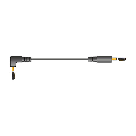 AV:Link 4K flat HDMI lead with a right-angled gold-plated plug at one end and a straight HDMI plug at the other, shown on a plain white background.