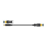 AV:Link 8K active fibre optic HDMI lead with detachable plug revealing a Micro HDMI end, gold-plated connectors and slim black cable on white.