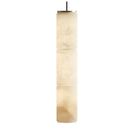 Boreal LED 3 Light Cylinder Alabaster Multi Pendant Light with three stacked stone cylinders, brass cap and cable, shown on a plain white background.