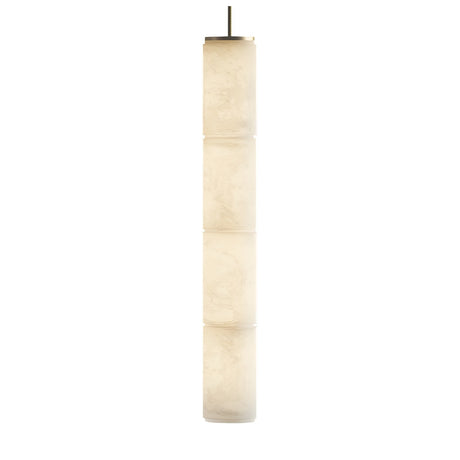 Boreal LED 4 Light Cylinder Alabaster Multi Pendant Light with four stacked alabaster cylinders, a brass cap and cable, shown on a plain white background.