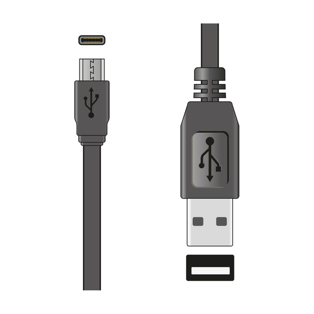 Illustration of the AV:Link USB Type-A to Type-C flat sync and charge cable showing the Type-C and USB-A connectors with port icons on a white background.
