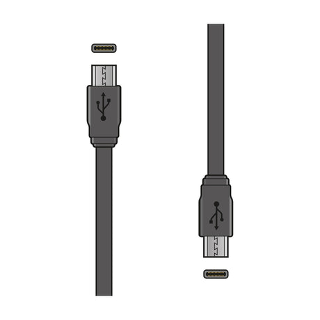 AV:Link USB Type-C to C short flat sync and charge cable in black, shown with both Type-C connectors detached from their ports on a white background.