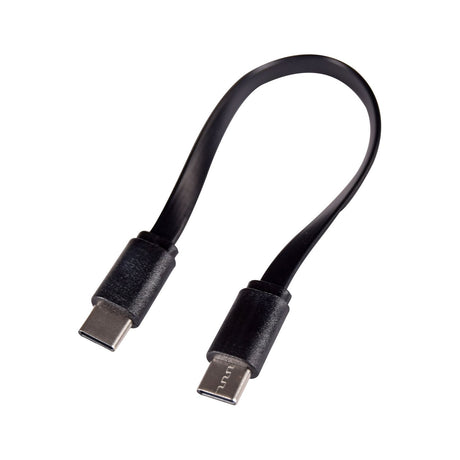 AV:Link short flat USB Type-C to Type-C sync and charge cable in black, 20cm length, shown on a plain white background.