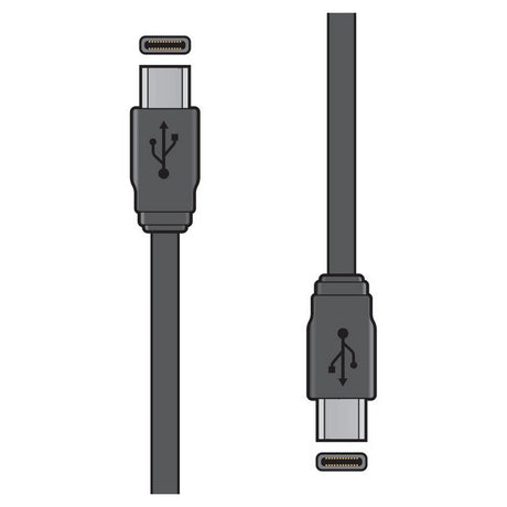 Depiction of the AV:Link USB 3.0 Type-C To Type-C Sync & Charge Lead - 1.5m, featuring a close-up of the gray connector with the USB3.0 symbol and emphasizing its Power Delivery capabilities, alongside a full view of the cable.