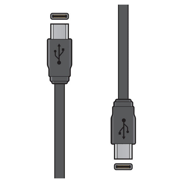 Depiction of the AV:Link USB 3.0 Type-C To Type-C Sync & Charge Lead - 1.5m, featuring a close-up of the gray connector with the USB3.0 symbol and emphasizing its Power Delivery capabilities, alongside a full view of the cable.