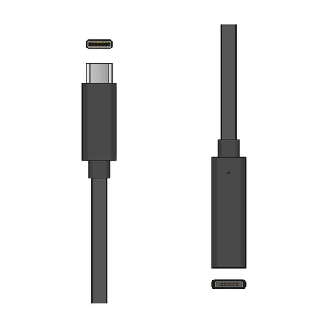 AV:Link USB 3.0 Type-C plug to socket 1.5m extension lead in black, shown with connector close-ups on a plain white background.