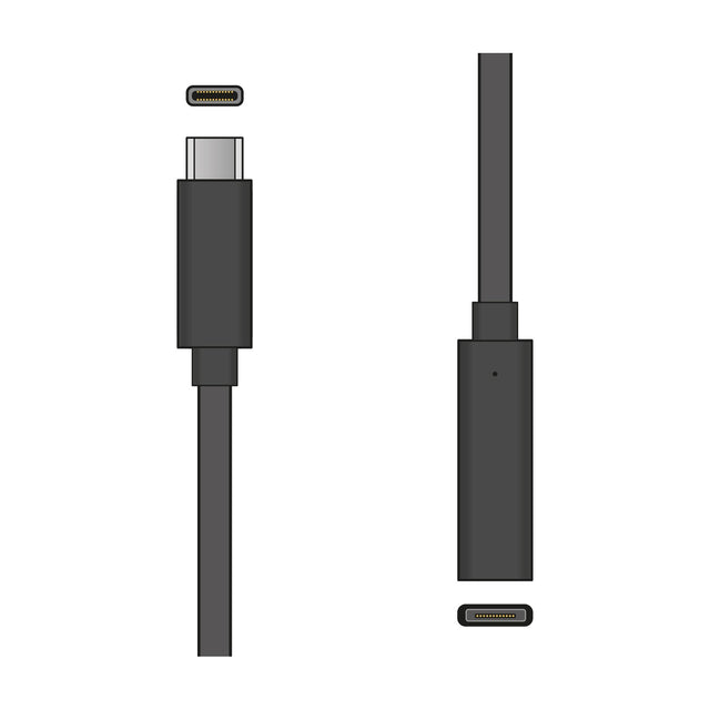AV:Link USB 3.0 Type-C plug to socket 1.5m extension lead in black, shown with connector close-ups on a plain white background.
