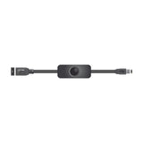 AV:Link Micro USB extension cable with inline power switch, featuring a Micro USB socket and plug on a black lead against a white background.