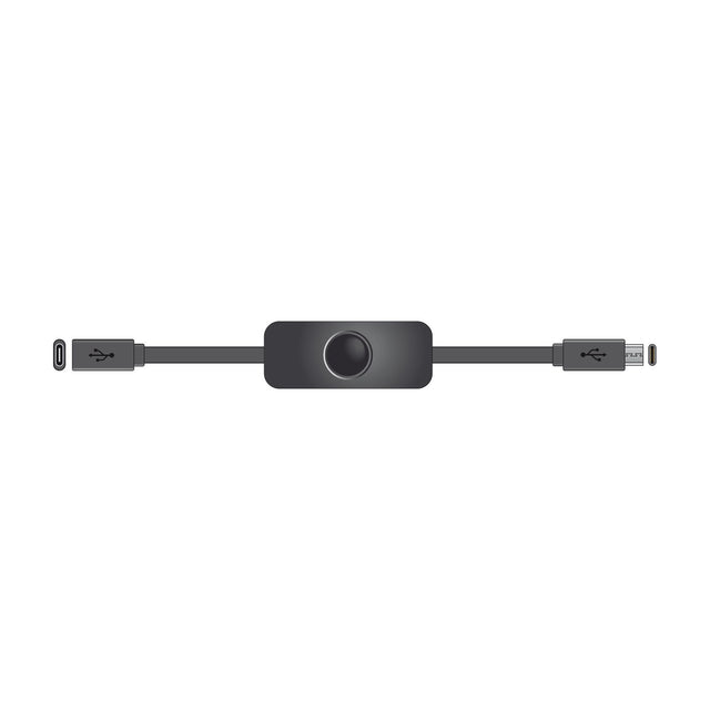 AV:Link USB Type-C extension cable by AVSL with inline power switch in the middle of the black lead, shown on a plain white background.