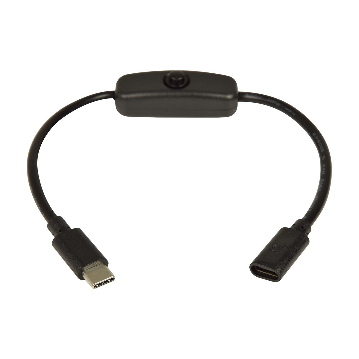 AV:Link USB Type-C extension cable by AVSL with inline power switch, showing male and female Type-C connectors on a 25cm black lead against a white background.