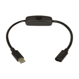 AV:Link USB Type-C extension cable by AVSL with inline power switch, showing male and female Type-C connectors on a 25cm black lead against a white background.