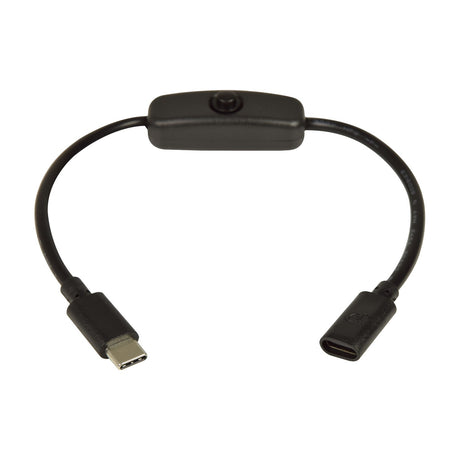 AV:Link USB Type-C extension cable by AVSL with inline power switch, showing male and female Type-C connectors on a 25cm black lead against a white background.