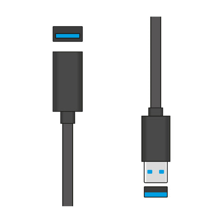 AV:Link USB 3.0 Type-A extension lead by AVSL with black plug and matching socket end, blue insert detail, shown on a plain white background.