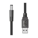 AV:Link USB to 2.1 x 5.5mm 5V DC power lead with black USB Type-A connector and matching barrel plug end, shown on a plain white background.